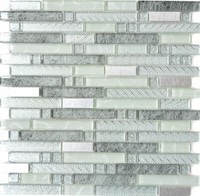 Glasmosaik Edelstahlfliesen Silber Grau Maueroptik 87-MV698 | 10 Mosaikplatten