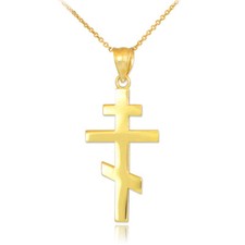 Gold Eastern Orthodox Cross Pendant Necklace ...