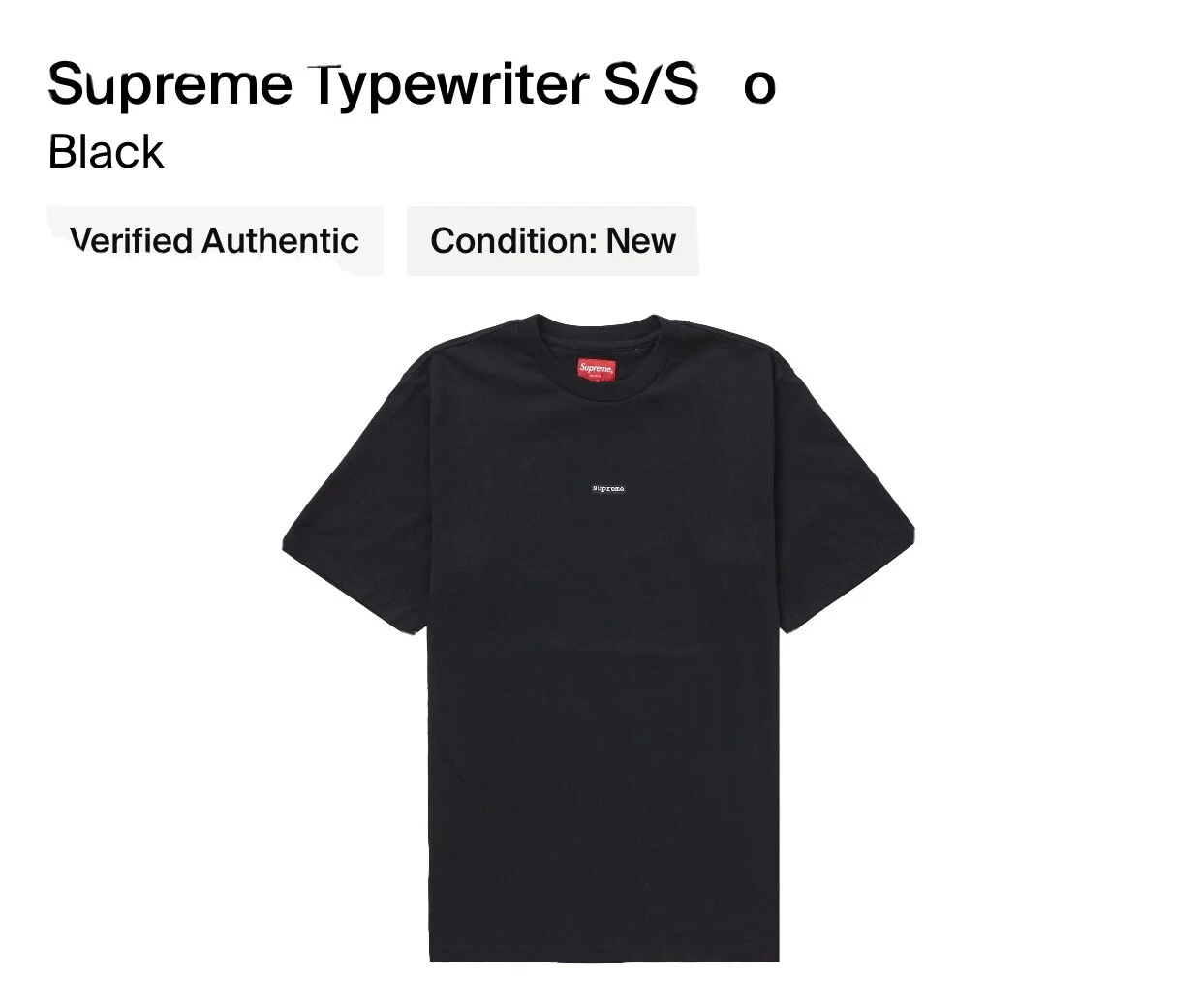 Supreme machine à écrire S/S haut noir grand
