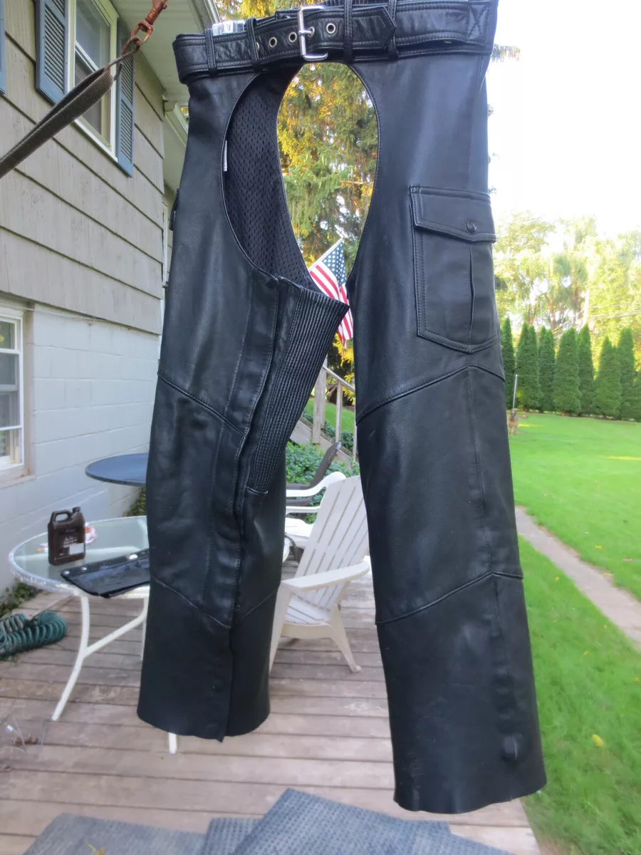 Harley Davidson Leather Chaps Mens Hein Gericke Black Small S ZKE