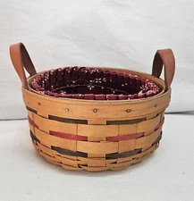 Vintage Small Button Basket Longaberger  Approx. 6-1/2" Diam. x 3" Tall