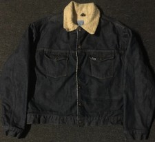 Vtg 70s Sears Roebucks Denim Sherpa Lined Jacket 46R USA Trucker Grunge Biker 60