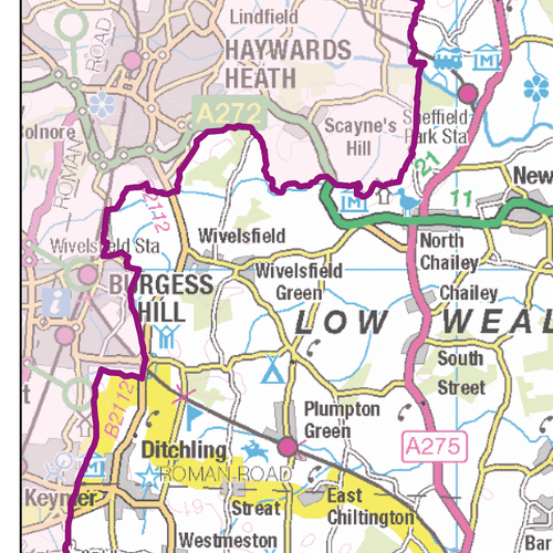 East Sussex Ceremonial County Karte, County Karte von East Sussex - Bild 2 von 5