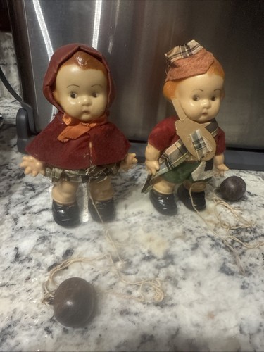 Choice Of Scottish Walking Dolls  String and Ball, Plastic Blow Mold