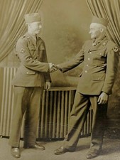 Military Studio WWII And WWI Army Soldier Black And White Photo Father Son Posed