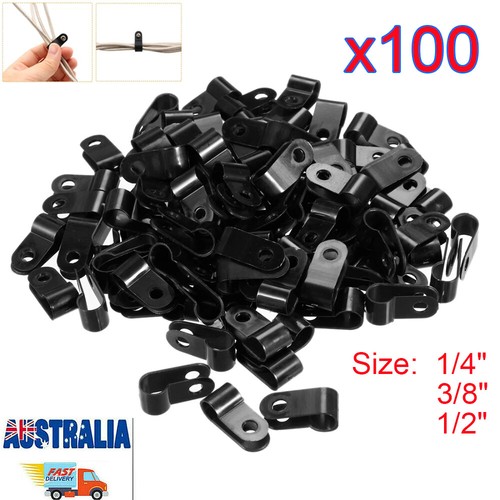 100pcs Nylon Plastic P Clips Clamps Fasteners Fittings For Cable ...