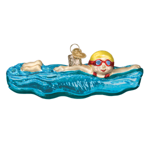 Old-World-Christmas-SWIMMING-44130-N-Glass-Ornament-w-OWC-Box