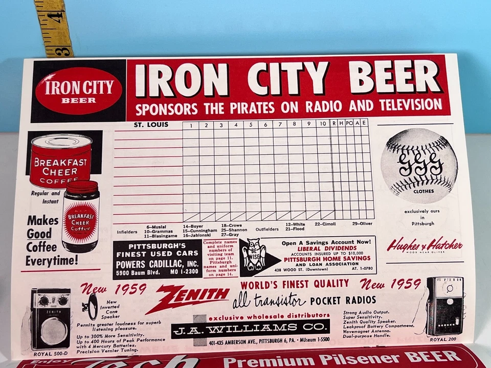 🔥1959 Pittsburgh Pirates Baseball Program vs Cardinals Unscored HIGH GRADE🔥 - Image 2 of 3