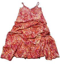 Vince Camuto Women's Orange V Neck Floral Sleeveless Maxi Dress Size XS