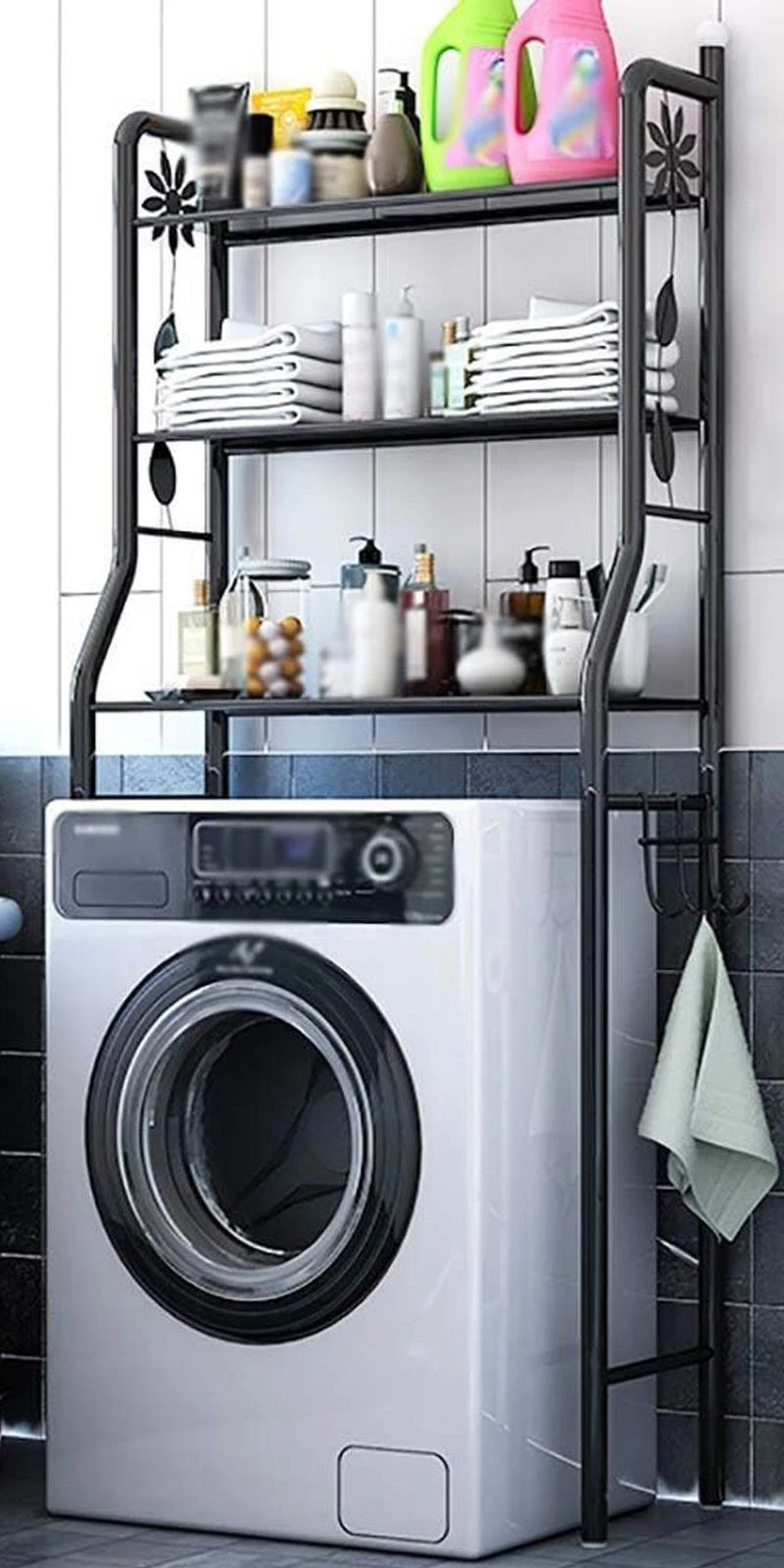 3 Tier Over Toilet & Laundry Storage Rack Bathroom Washing Machine Shelf Rack UK - Picture 14 of 38