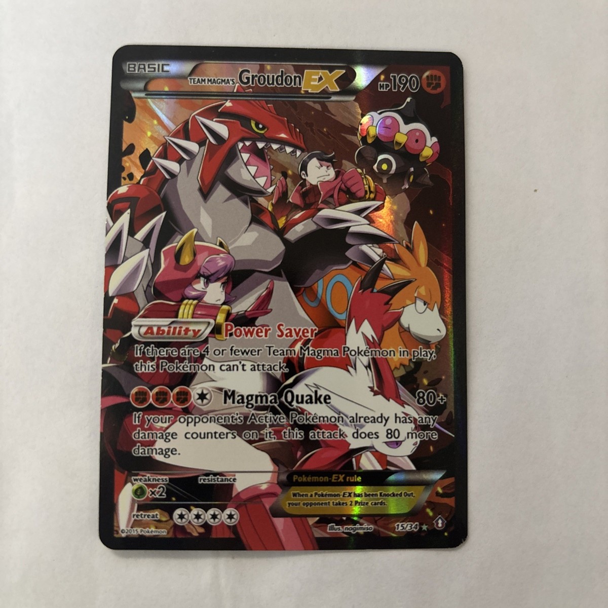 Pokémon TCG Team Magma's Groudon EX Holo Full Art Rare Card 15/34