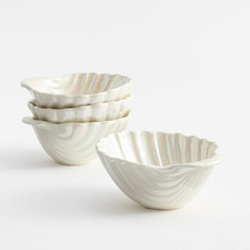 Potterybarn Pearlescent Shell Stoneware Cereal Bowls - Set of 4