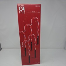 NEW Pathway Candy Canes Outside Lights Battery Place  Time Holiday 5 Count 15"