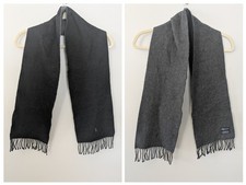 Vintage Polo Ralph Lauren Lambs Wool Blend Scarf Muffler Black Gray Logo Italy