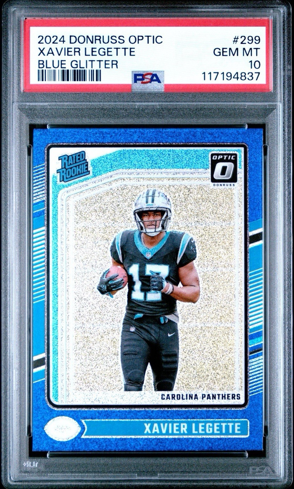 2024 PANINI DONRUSS OPTIC BLUE GLITTER #299 XAVIER LEGETTE ROOKIE RC PSA 10