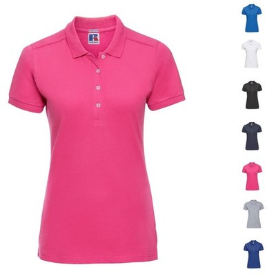 Damen Frauen Poloshirt Slim Fitted Stretch Kurzarm Kragen Baumwolle Oberteil