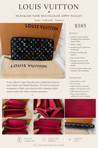 LOUIS VUITTON  Monogram Multicolor Murakami Zippy Long Wallet W/Box