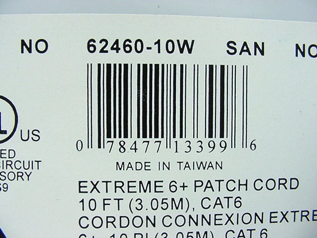 Leviton 62460-10W Cat6+ White 10ft Extreme Ethernet Cable Data 10' Patch Cord