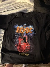 AC DC  PWR UP Angus Guitar Tshirt And Concert Confetti With AC DC MRCH Bag
