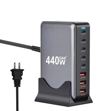 440W 8 puertos USB C cargador estación base PD carga rápida concentrador multipuerto (enchufe EE. UU.)