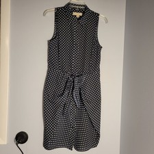 MICHAEL Michael Kors Black White Polka Dot Sleeveless Shirt Dress Womens Size 2