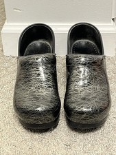 DANSKO Clog Metallic Scribble Leather Women  s Clogs Medical Nursing Sz 38 7.5/8