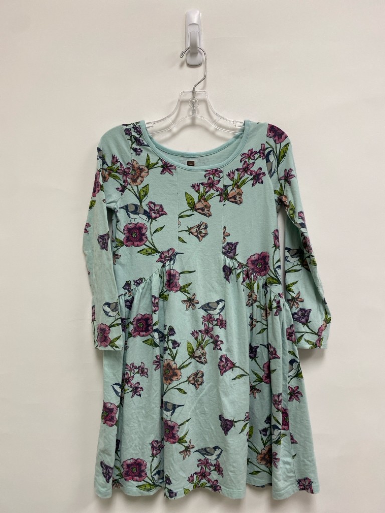 Size 8 Seafoam/pink Coral/green Floral Girl's Dress