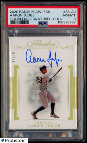 2020 Panini Flawless Signatures Gold Aaron Judge ON CARD AUTO 4/10 PSA 8 NM-MT