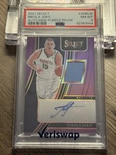 2021-22 Panini Select - Nikola Jokić Patch Auto  #AM-NJK Purple Prizm /49 PSA 8 