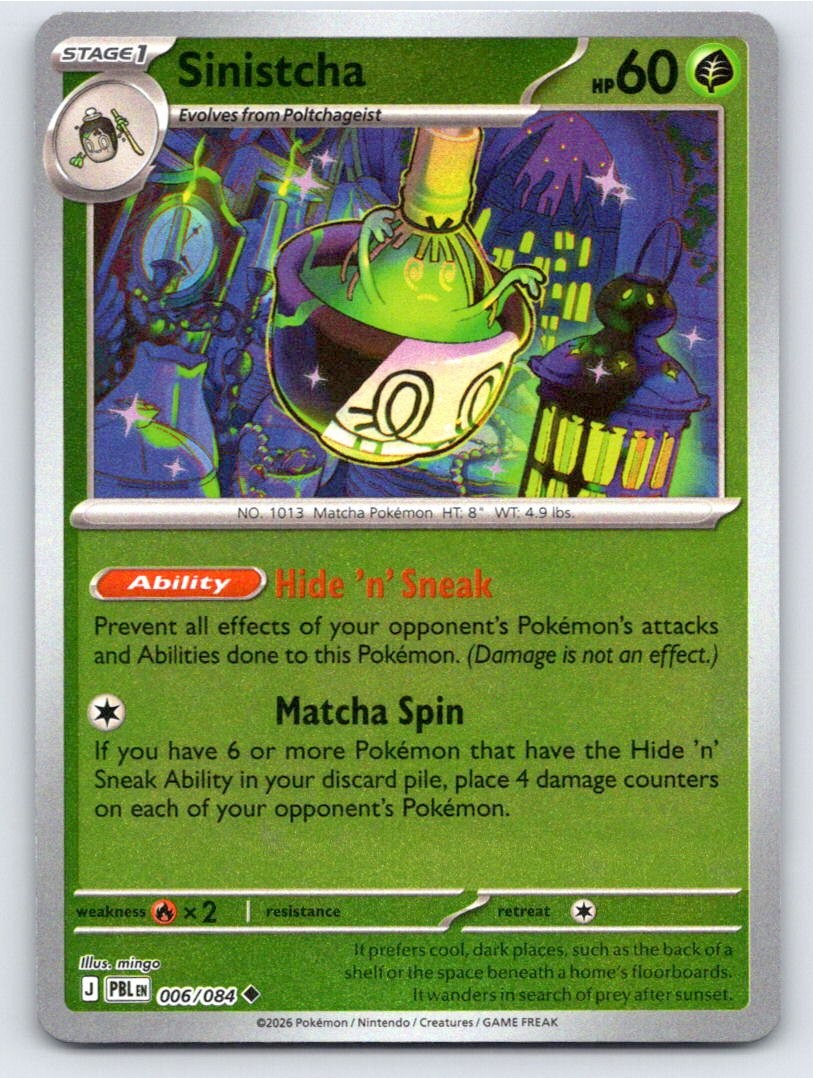 POKEMON SINISTCHA PITCH BLACK 006/084 REVERSE HOLO UNCOMMON NM A33811 FREE S&H