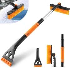 LivTee 32" Extendable Ice Scraper & Snow Brush for Car Windshield, 360° Rotatin