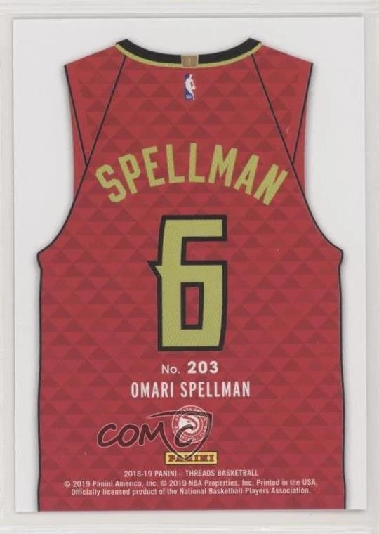 2018 Threads Rookies Statement Jersey Gold Dazzle /10 Omari Spellman Rookie RC - Image 2 of 2