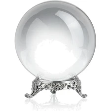Clear K9 Crystal Ball with Tabletop Stand – 3.9 Inch Sphere for Energy & Insight