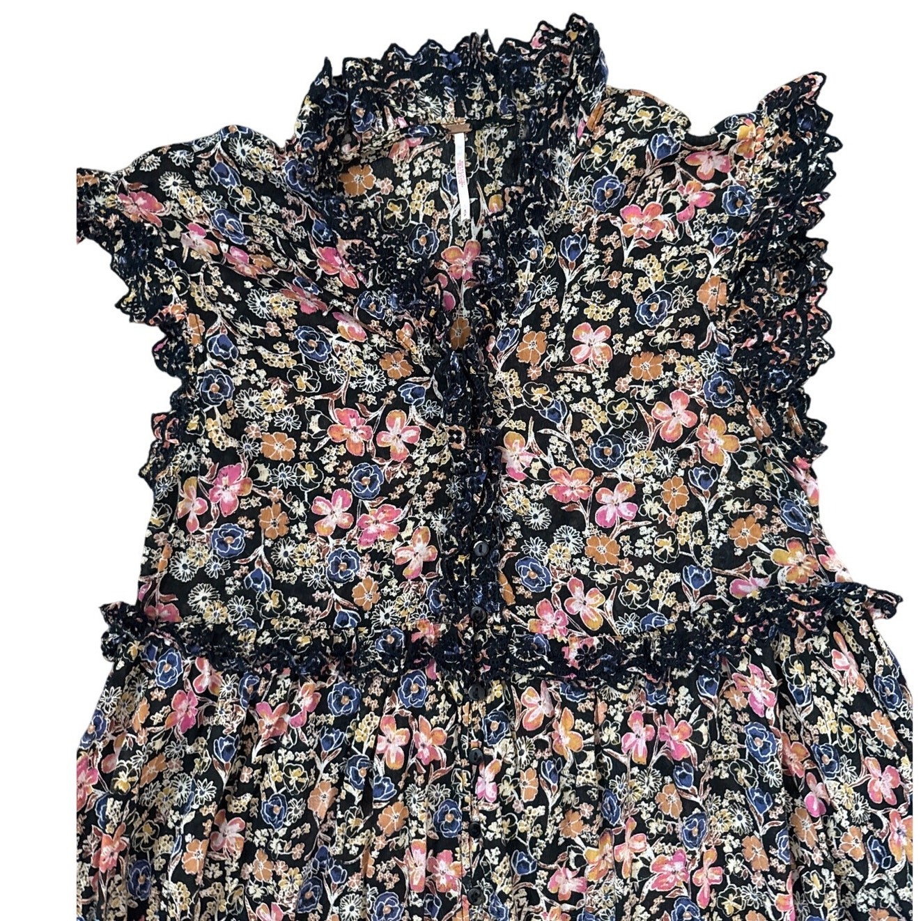 Free People Milania Flowy Midi Dress in Confetti Combo Size Small