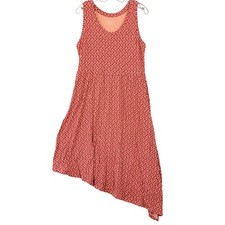 Ava Viv Orange Dress Stretch Bold Coral Sleeveless Scoop High Low Womens Size XL