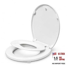 KHE Round Toilet Seat with Child Seat 16.5 Inch, Soft Close Toilet Seat with