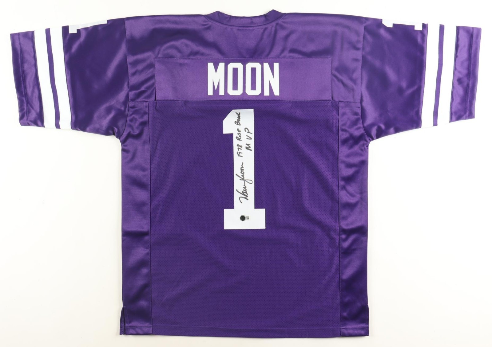 Warren Moon Autographed Signed Washington Huskies Jersey Insc "1978 Rose Bowl MVP" (Beckett) 