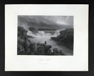 #ad 1856 Walker Print View of Niagara Falls American amp; Horseshoe Canada USA New York $39.99
