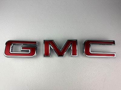 NEW OEM GMC Red Tailgate Emblem Badge 87815663 Chrome Red Sierra Yukon Canyon