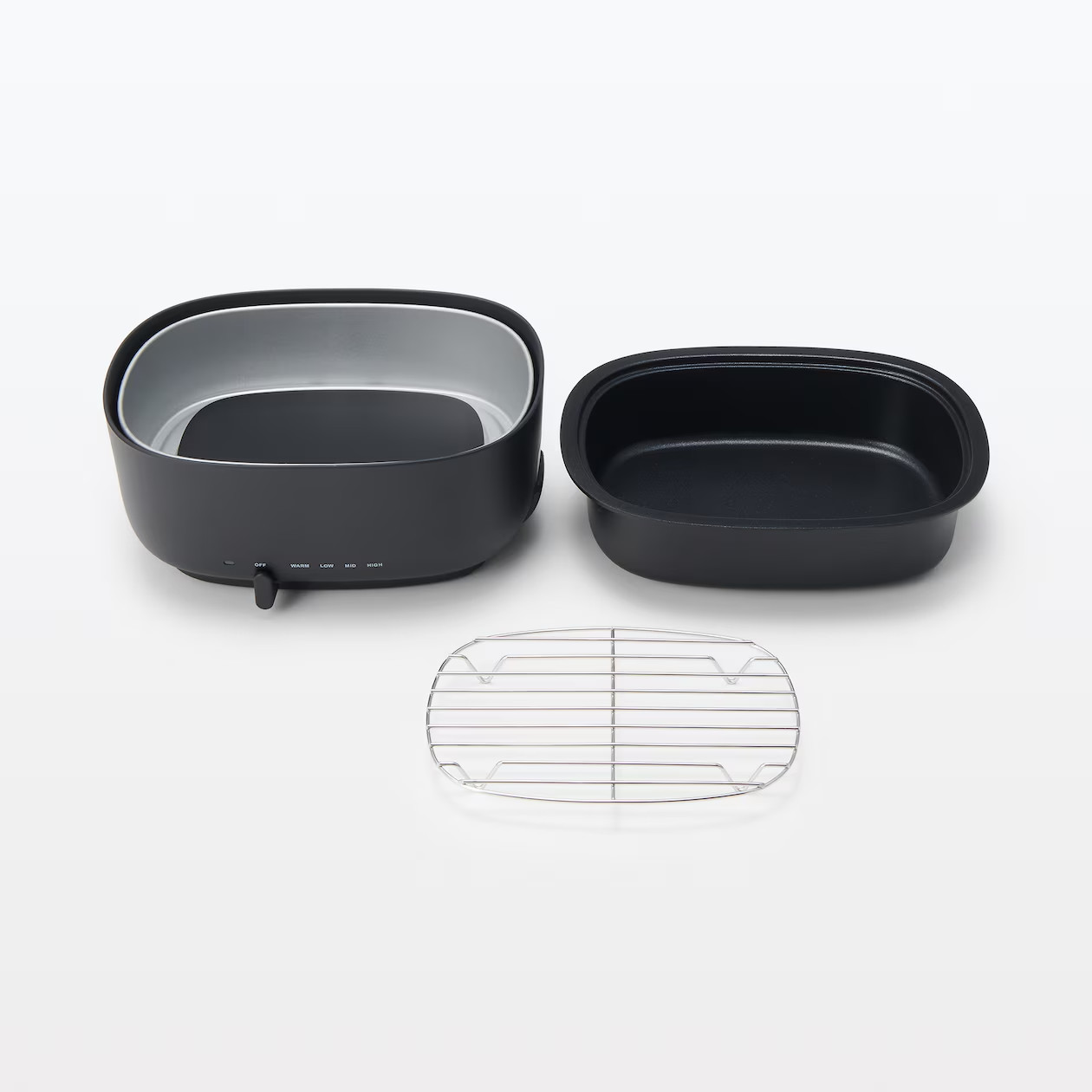 MUJI Deep Grill Pot Nonstick Cookware Electric MJ-HPFK2 New Model Black Compact