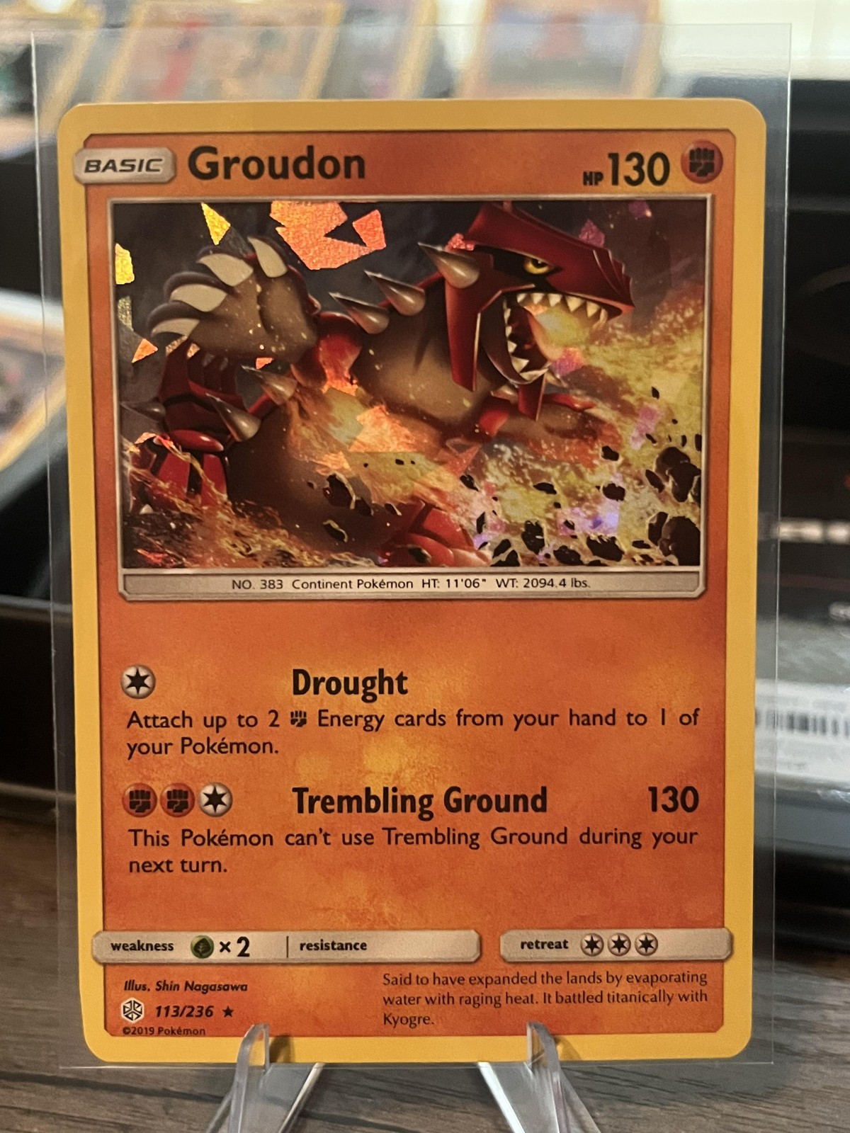 Pokemon TCG Groudon 113/236 Holo Fighting HP130 Holo Rare Moderately Played Card