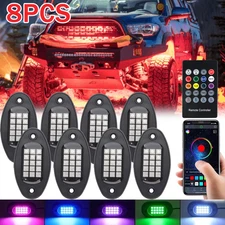 8Pods RGB LED Rock Lights Offroad Music Wireless Bluetooth Underglow Neon Lights