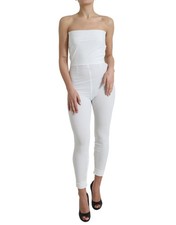 Dolce & Gabbana White Nylon Strapless Bodycon Jumpsuit Women's Dress