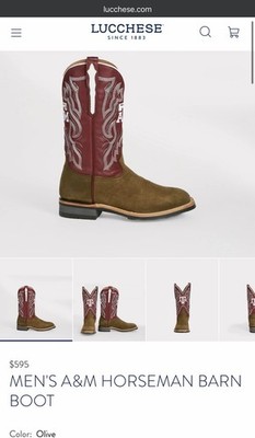 Lucchese Texas A&M Horseman Barn Boots 11EE Brown Maroon NWT Men s Cowboy