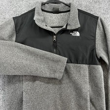 North Face Jacket Boys XL 18/20 Gray Black Fleece Full Zip Denali Outdoor Youth