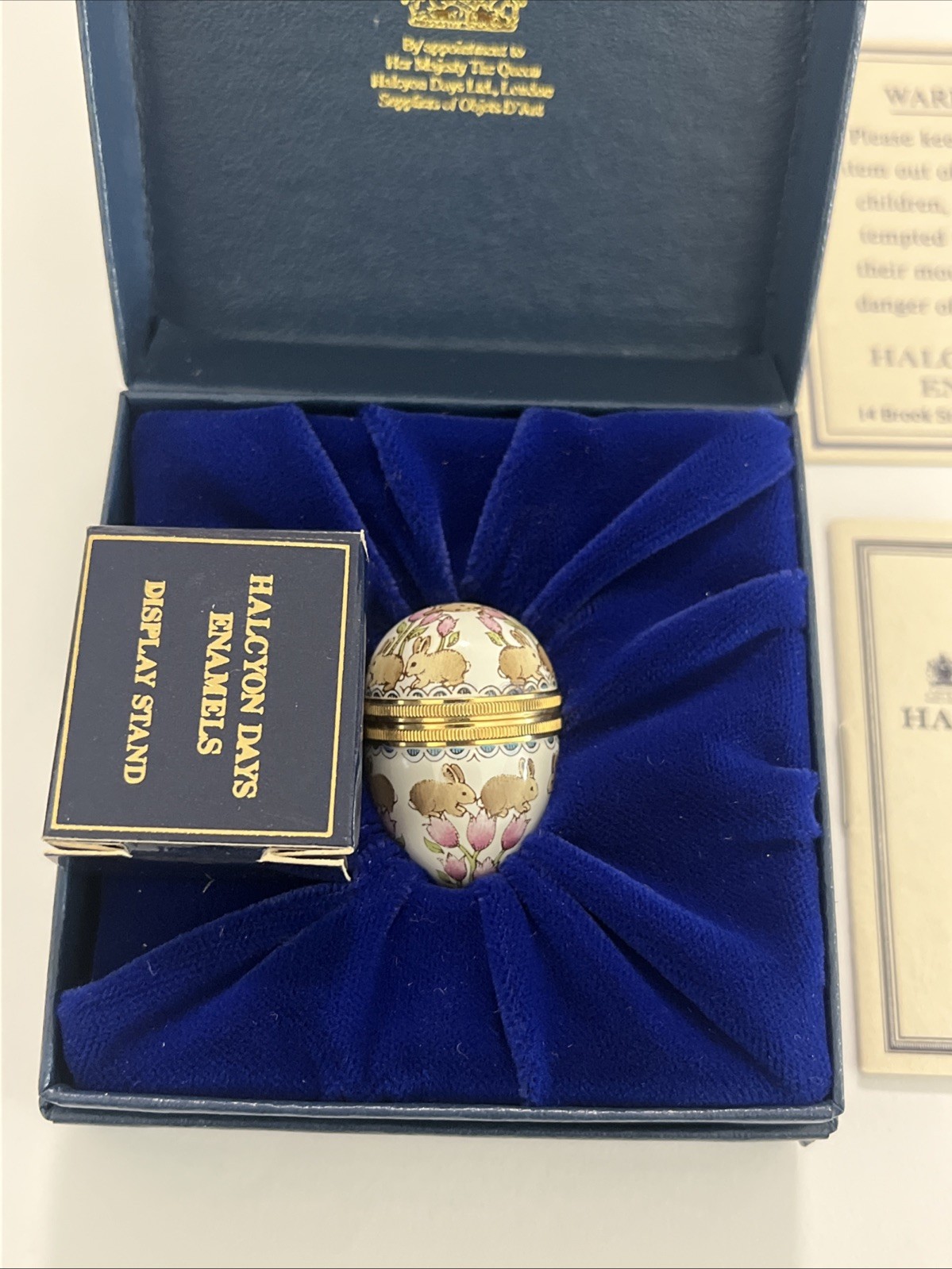 Halcyon Days Egg Enamel Trinket Box Rabbits Bunnies