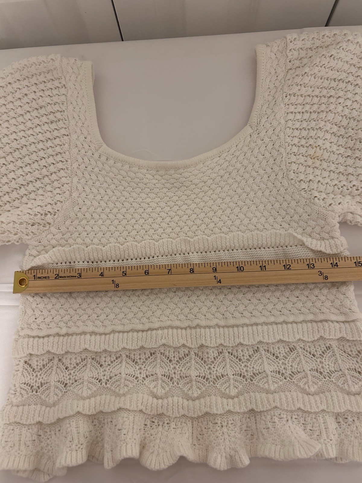 Multi Pattern Knit Top With Flared Sleeves - image 6