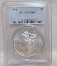 1881 $1 Morgan Silver Dollar PCGS Graded MS63 in Plastic Holder !