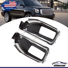 Pair Fog Light Lamp Bezel Chrome Trim Cover For GMC Yukon XL 2015-2020 LH RH