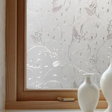 OHTMERU Stained Glass Window Privacy Film, Static Cling Door Bathroom Decor 23.6